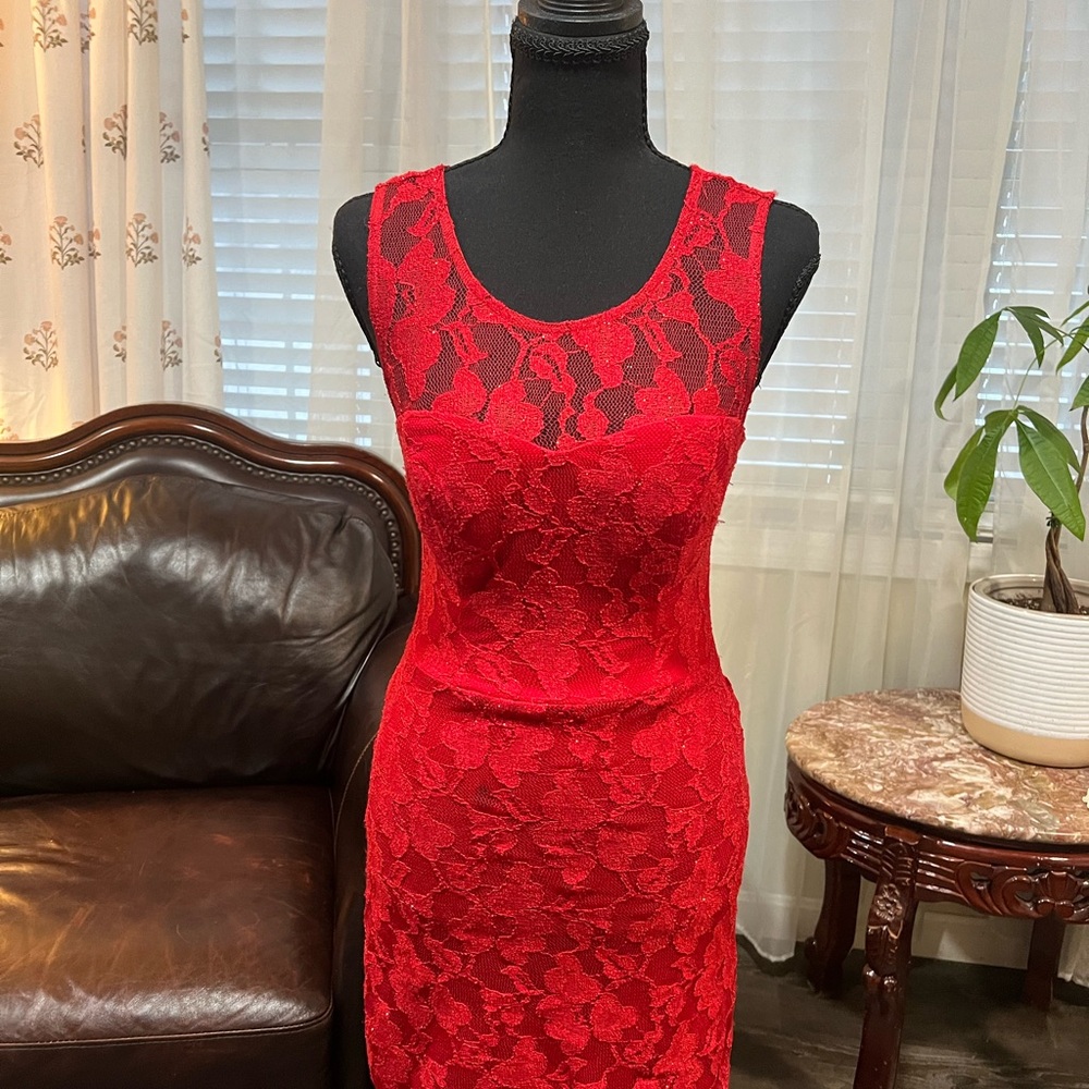 Elegant Red Lace Dress